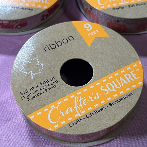 Crafters Square Ribbon Lot of 3 - 3 yards each Fall theme Pumpkin Thanksgiving - Picture 6 of 6